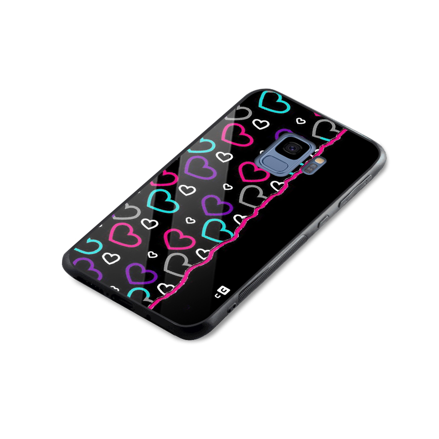 Empty Hearts Glass Back Case for Galaxy S9