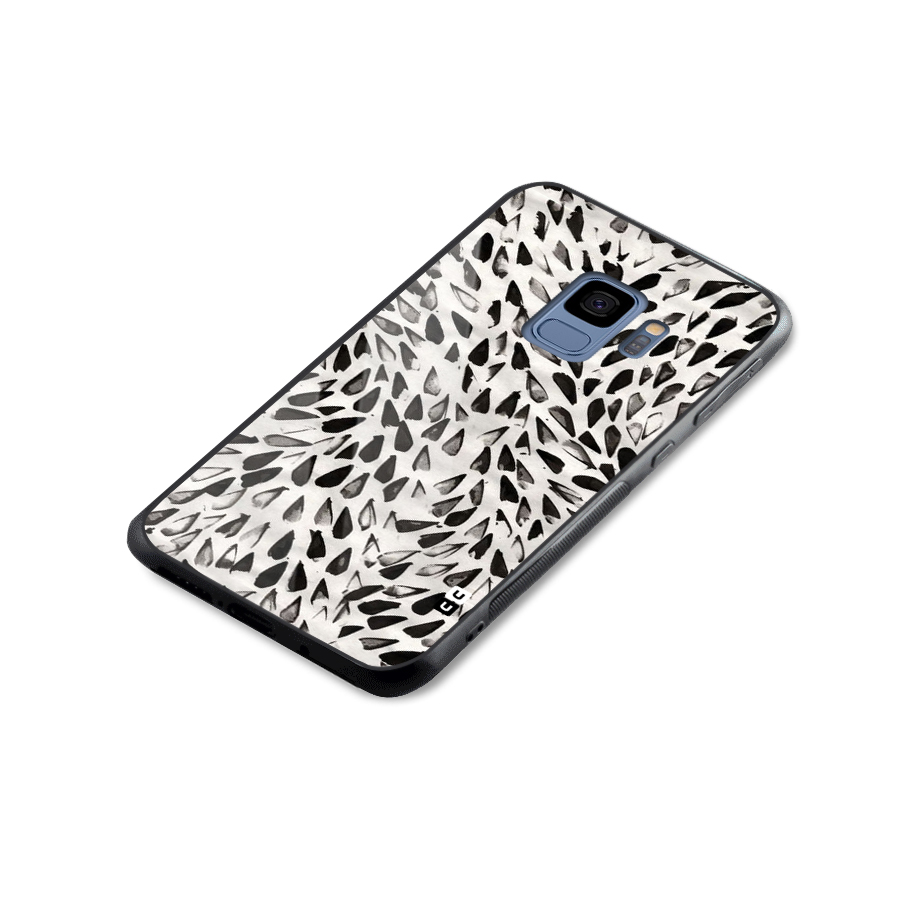 Feather Pattern Colorless Glass Back Case for Galaxy S9