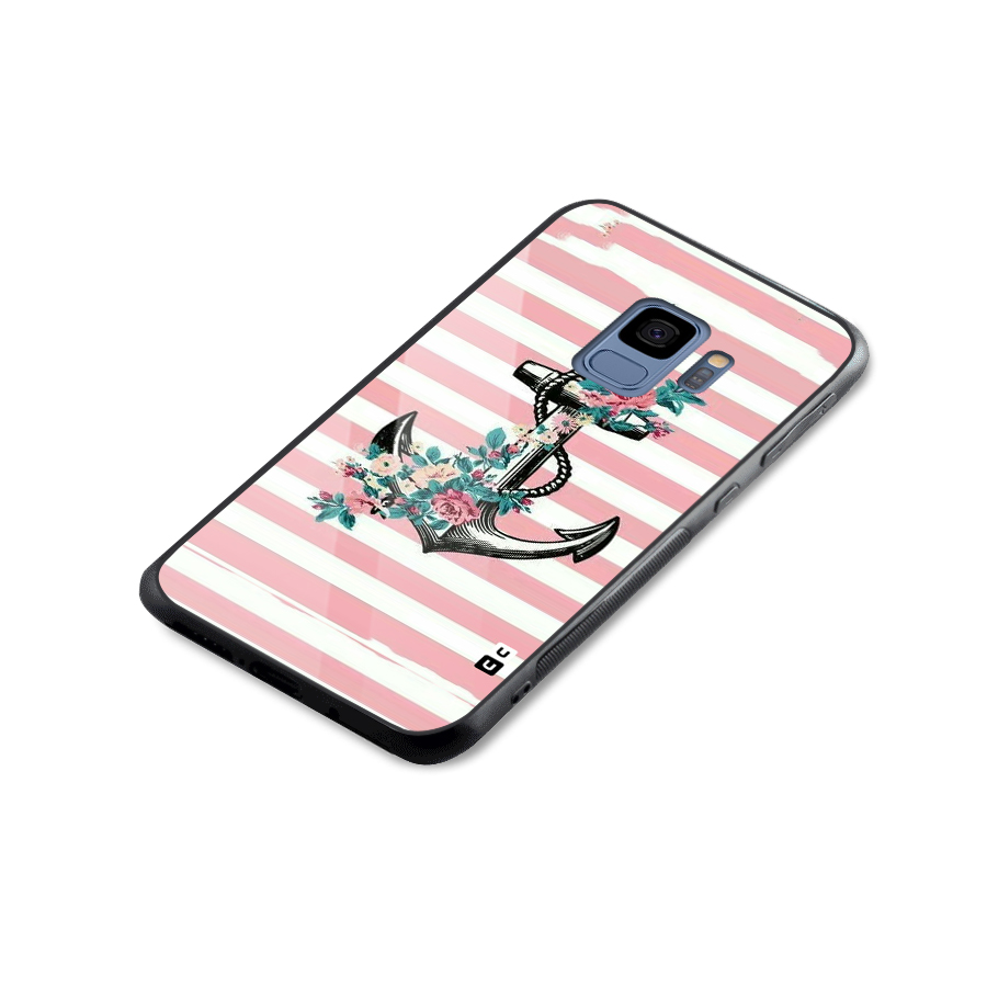 Floral Anchor Glass Back Case for Galaxy S9