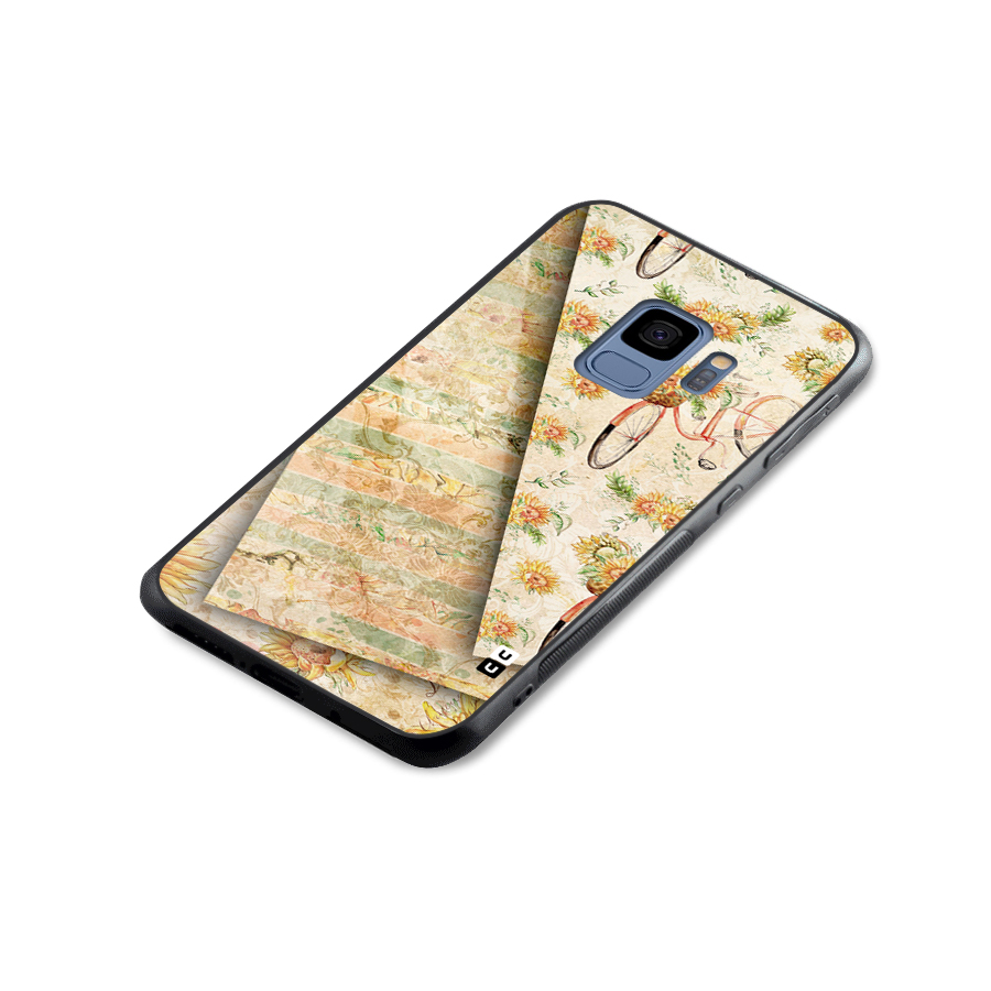 Floral Bicycle Glass Back Case for Galaxy S9