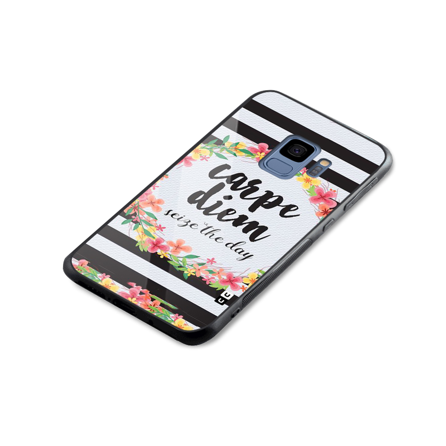 Floral Seize The Day Glass Back Case for Galaxy S9