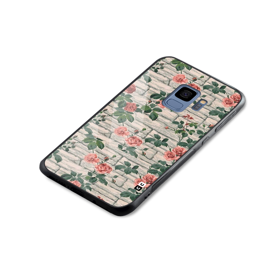 Floral Wall Design Glass Back Case for Galaxy S9