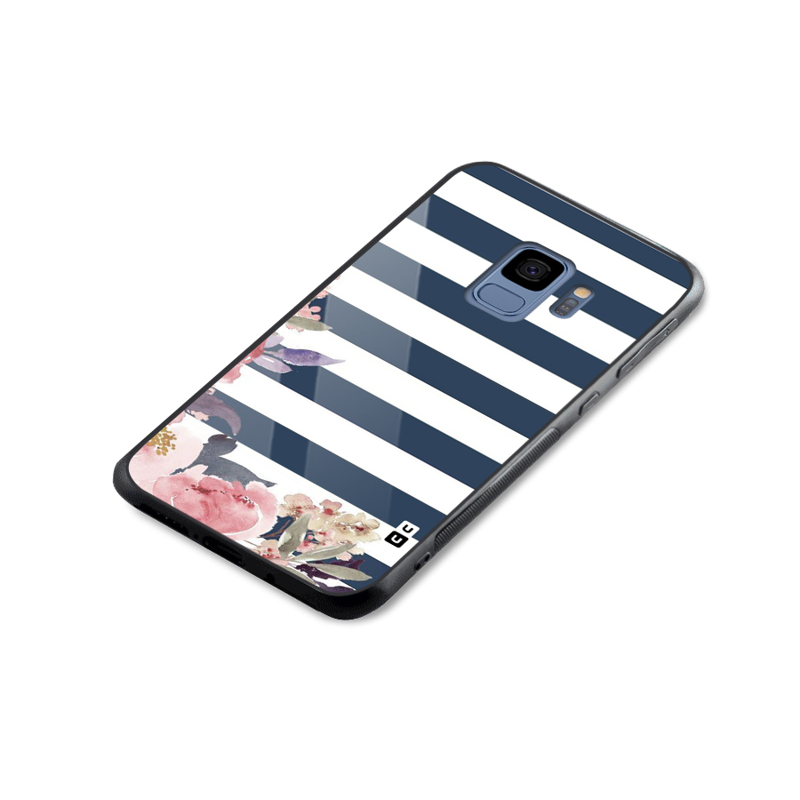 Floral Water Art Glass Back Case for Galaxy S9
