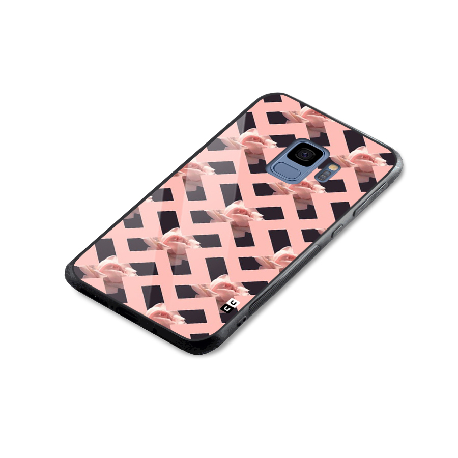 Floral X Design Glass Back Case for Galaxy S9