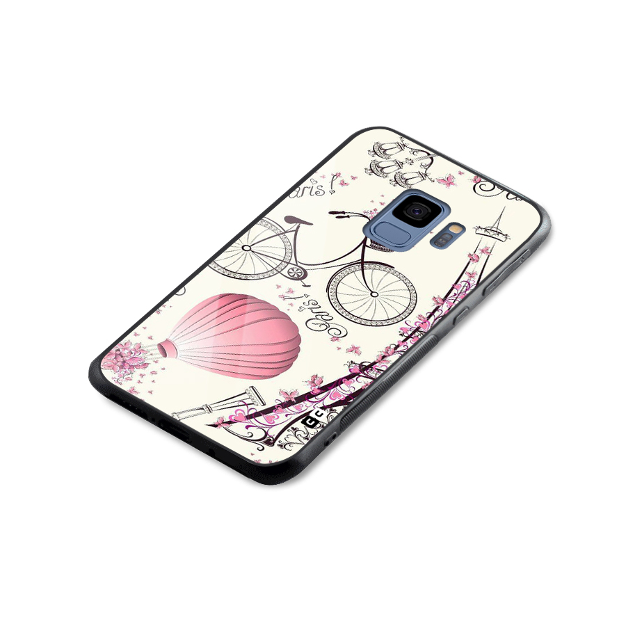 Flower Clipart Design Glass Back Case for Galaxy S9