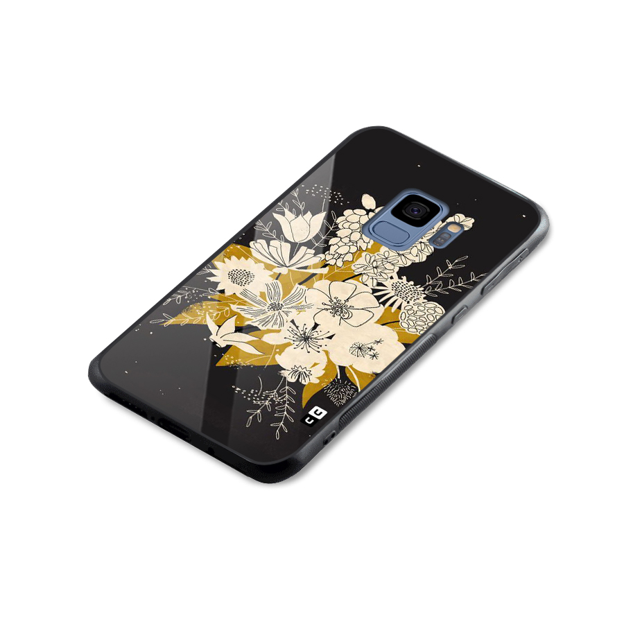 Flower Drawing Glass Back Case for Galaxy S9