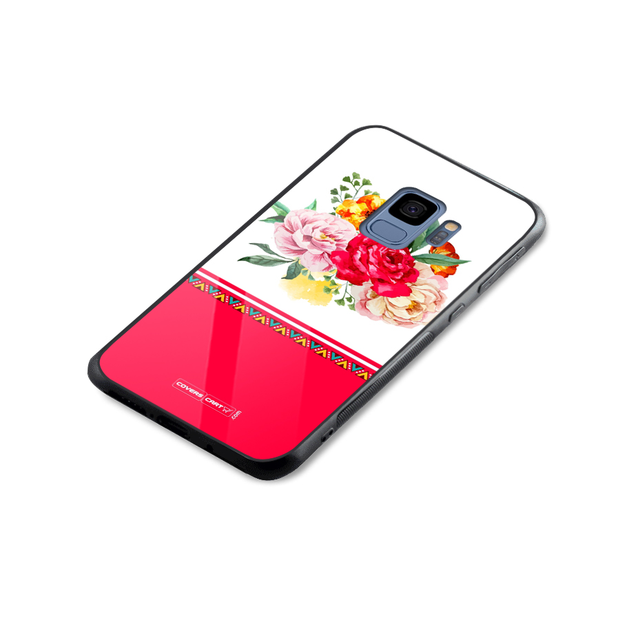 Flower Fusion Glass Back Case for Galaxy S9