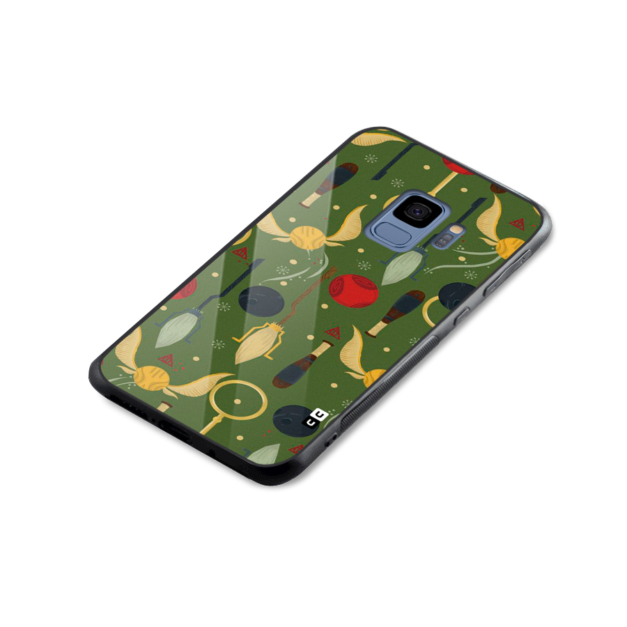 Flying Ball Pattern Glass Back Case for Galaxy S9