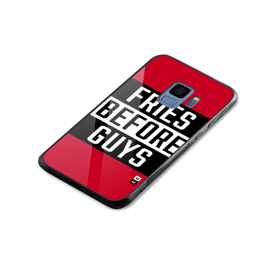 Fries Love Stripes Glass Back Case for Galaxy S9