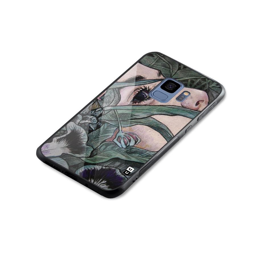 Girl Grass Art Glass Back Case for Galaxy S9