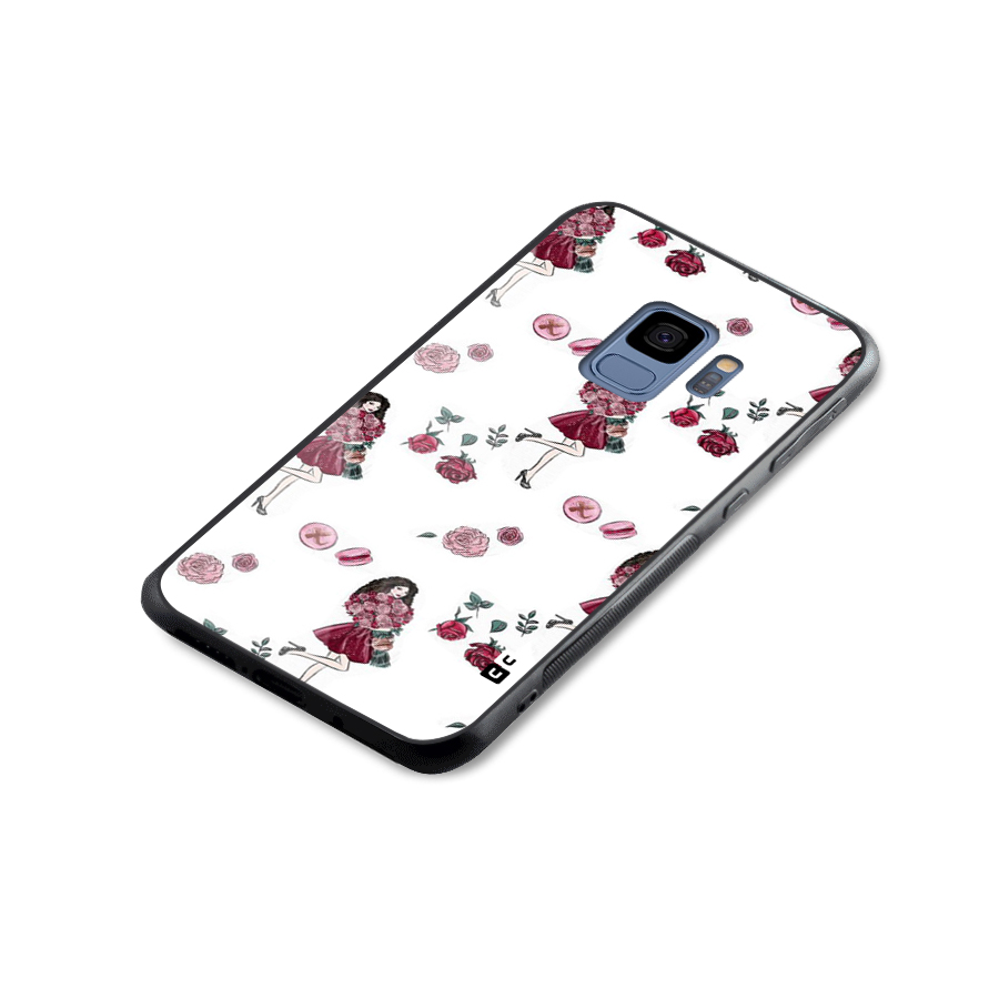 Girl With Flowers Glass Back Case for Galaxy S9
