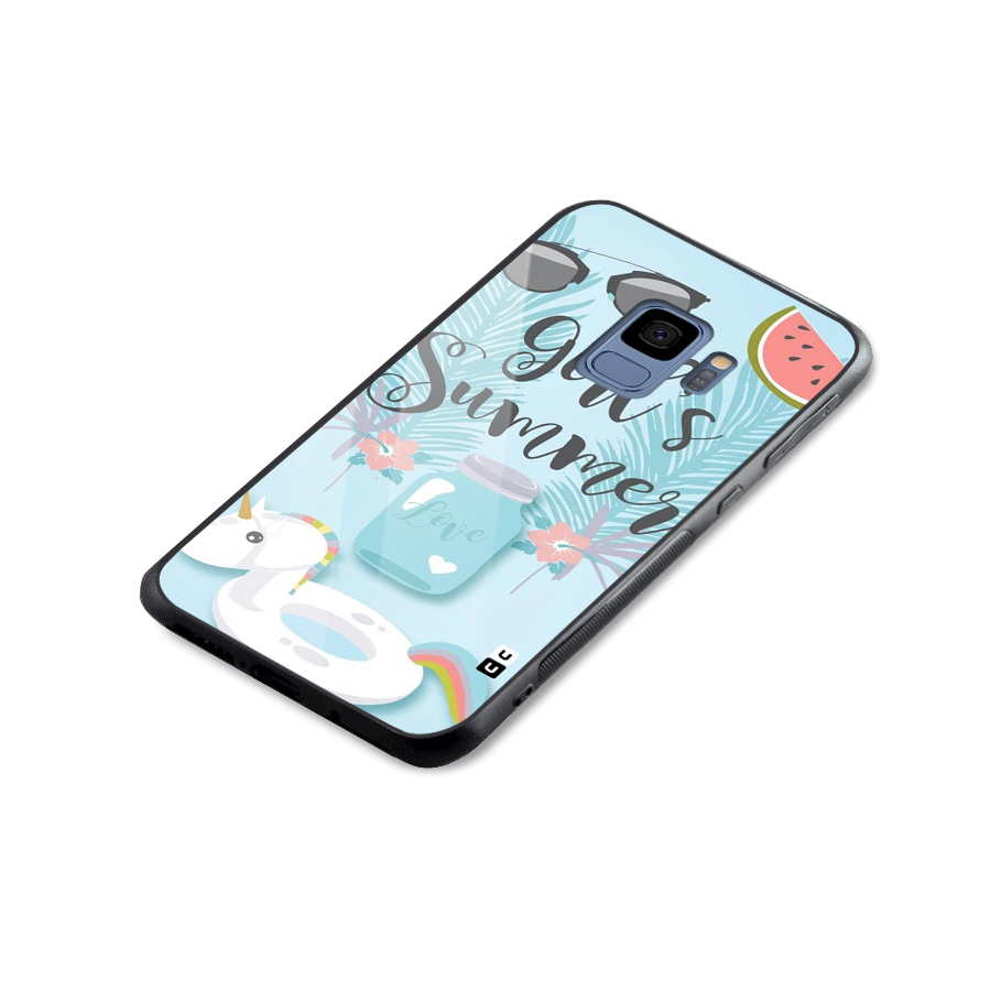 Girls Summer Glass Back Case for Galaxy S9