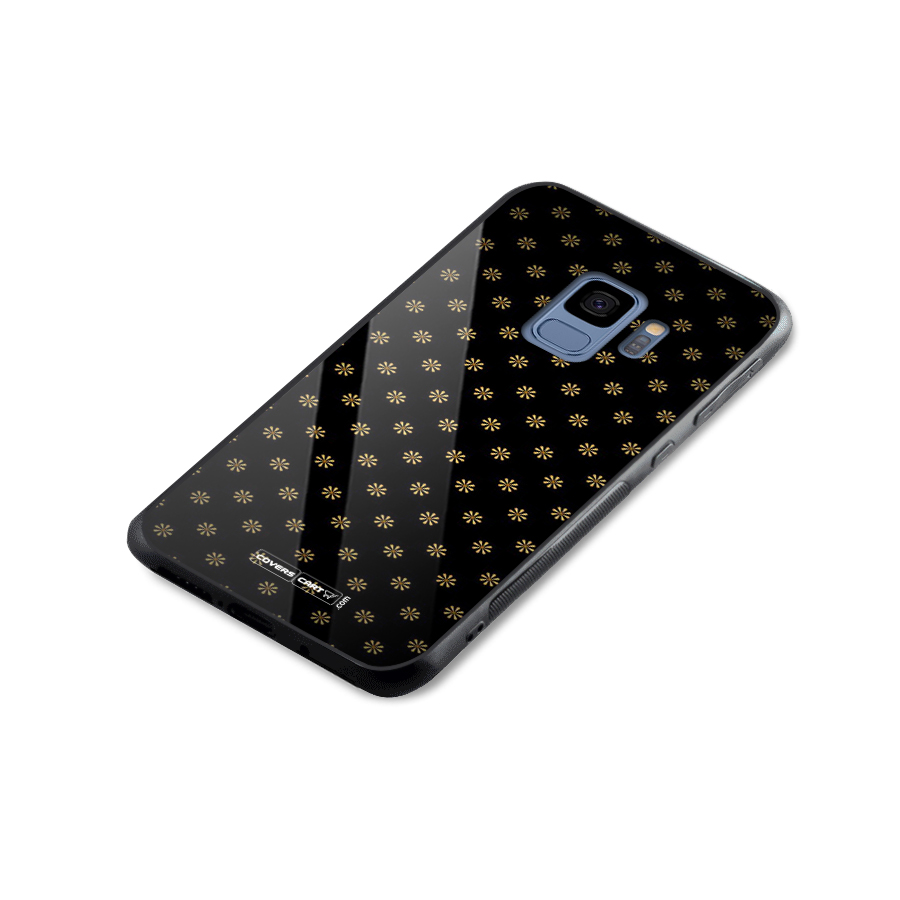 Golden Flowers Glass Back Case for Galaxy S9