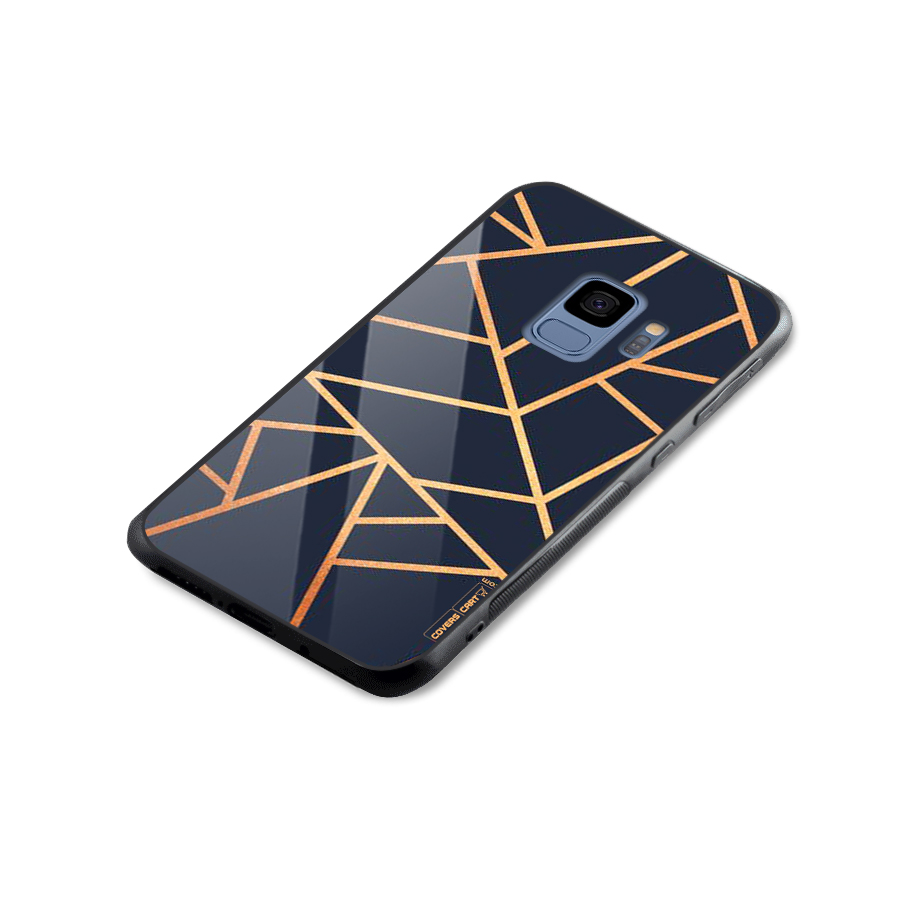 Golden Pattern Glass Back Case for Galaxy S9