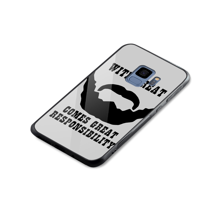 Great Beard Great Responsibility Glass Back Case for Galaxy S9