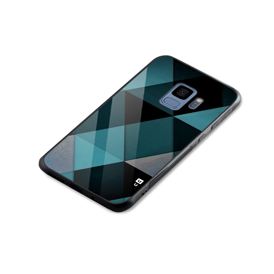 Green Black Shapes Glass Back Case for Galaxy S9