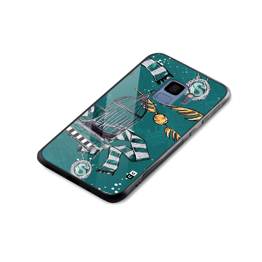 Green Scarf Glass Back Case for Galaxy S9