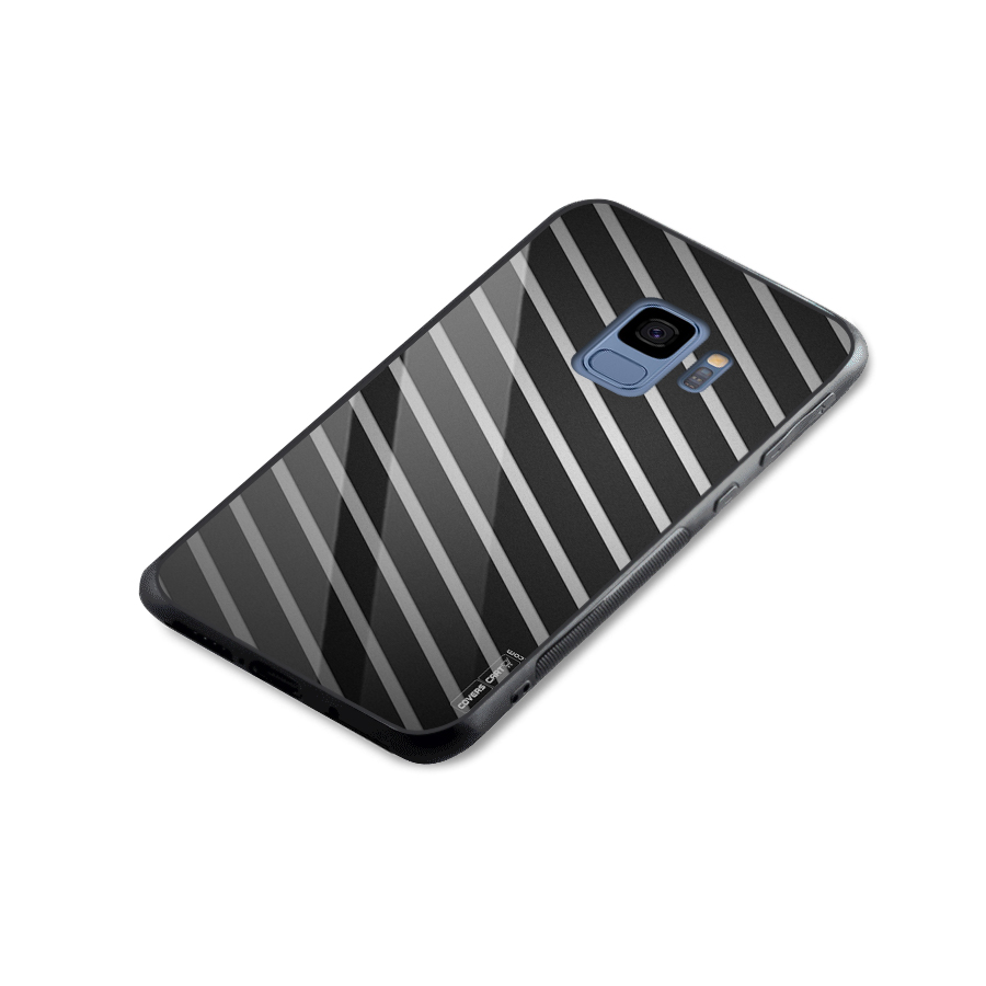 Grey And Black Stripes Glass Back Case for Galaxy S9