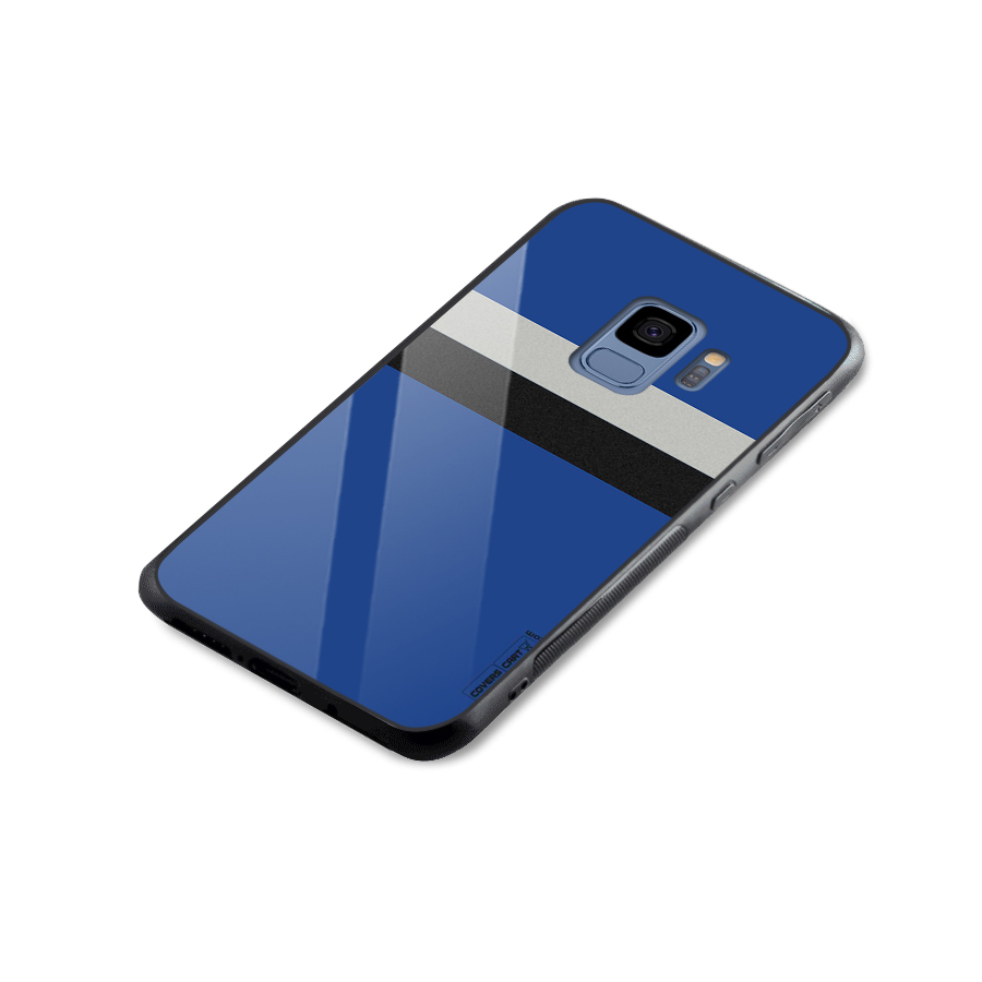 Grey Black Strips Glass Back Case for Galaxy S9
