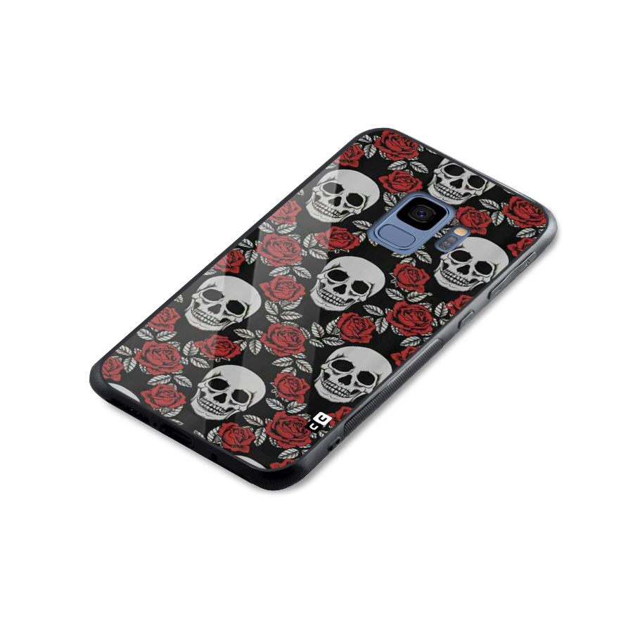 Grey Skulls Glass Back Case for Galaxy S9