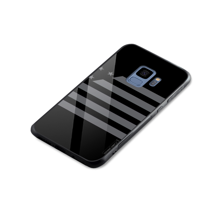 Grey Star Striped Pattern Glass Back Case for Galaxy S9