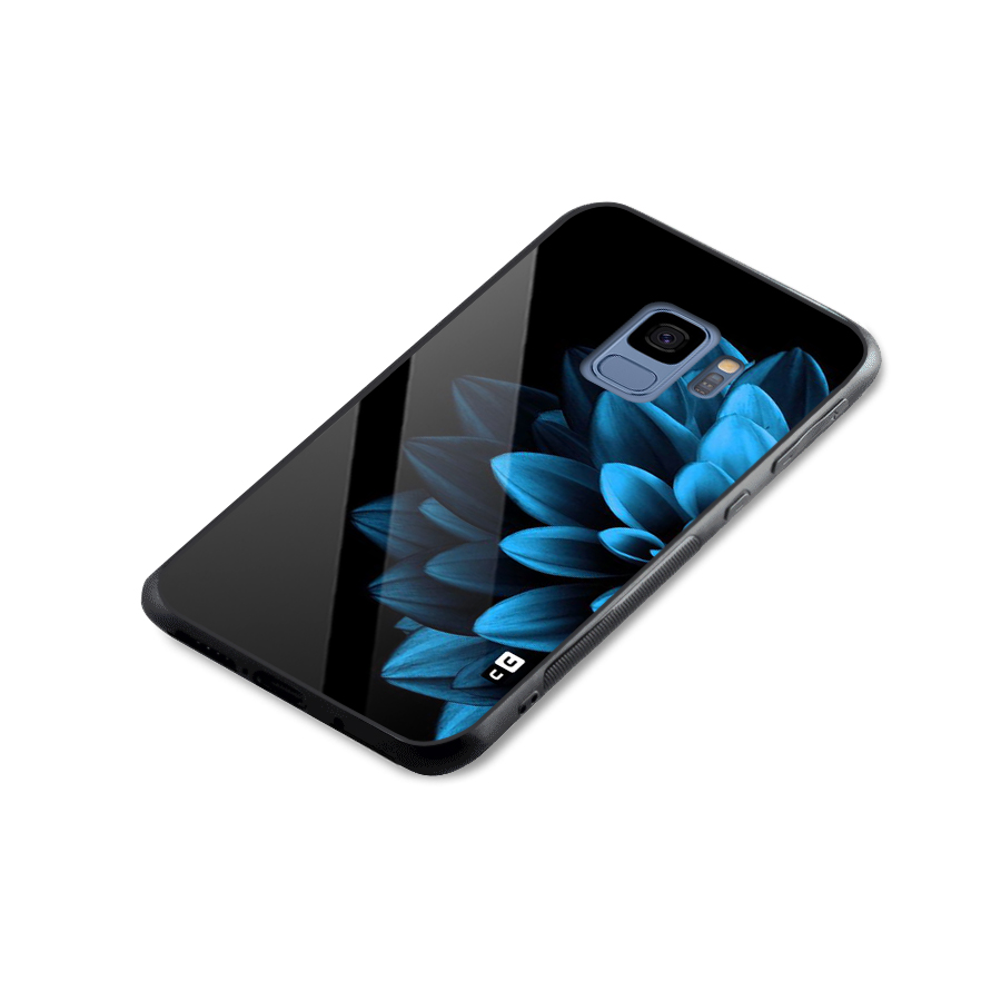 Half Blue Flower Glass Back Case for Galaxy S9