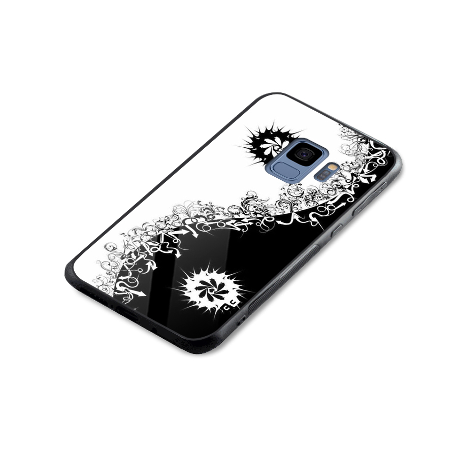 Half Peace Design Glass Back Case for Galaxy S9