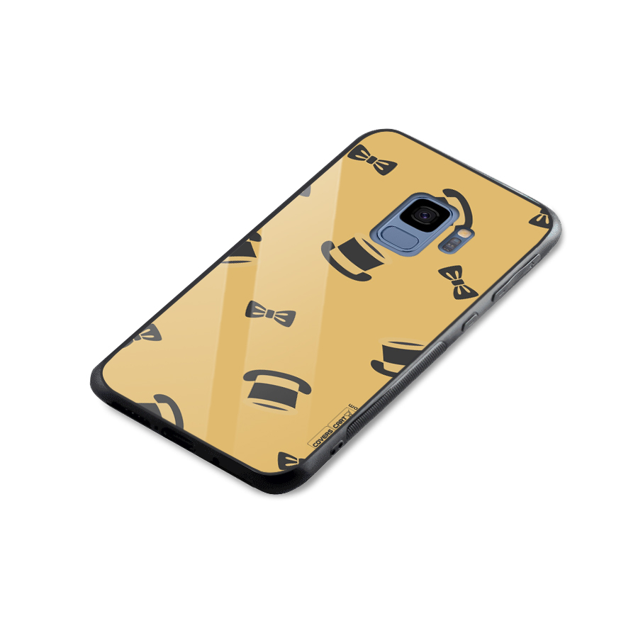 Hat and Bow Tie Glass Back Case for Galaxy S9