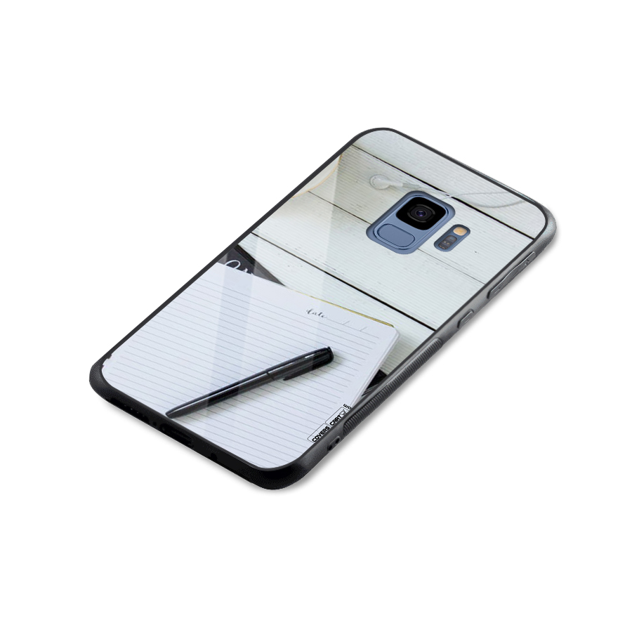 Headphones Notes Glass Back Case for Galaxy S9