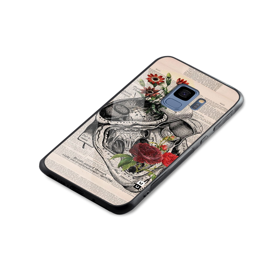 Heart Newspaper Glass Back Case for Galaxy S9