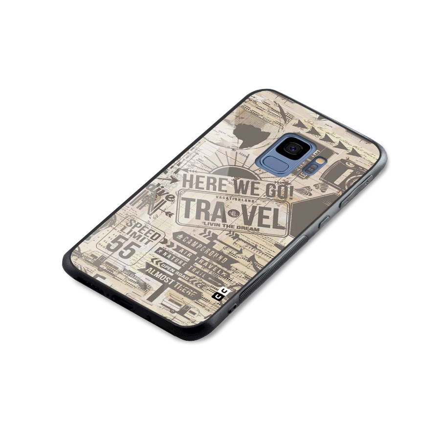 Here We Travel Glass Back Case for Galaxy S9