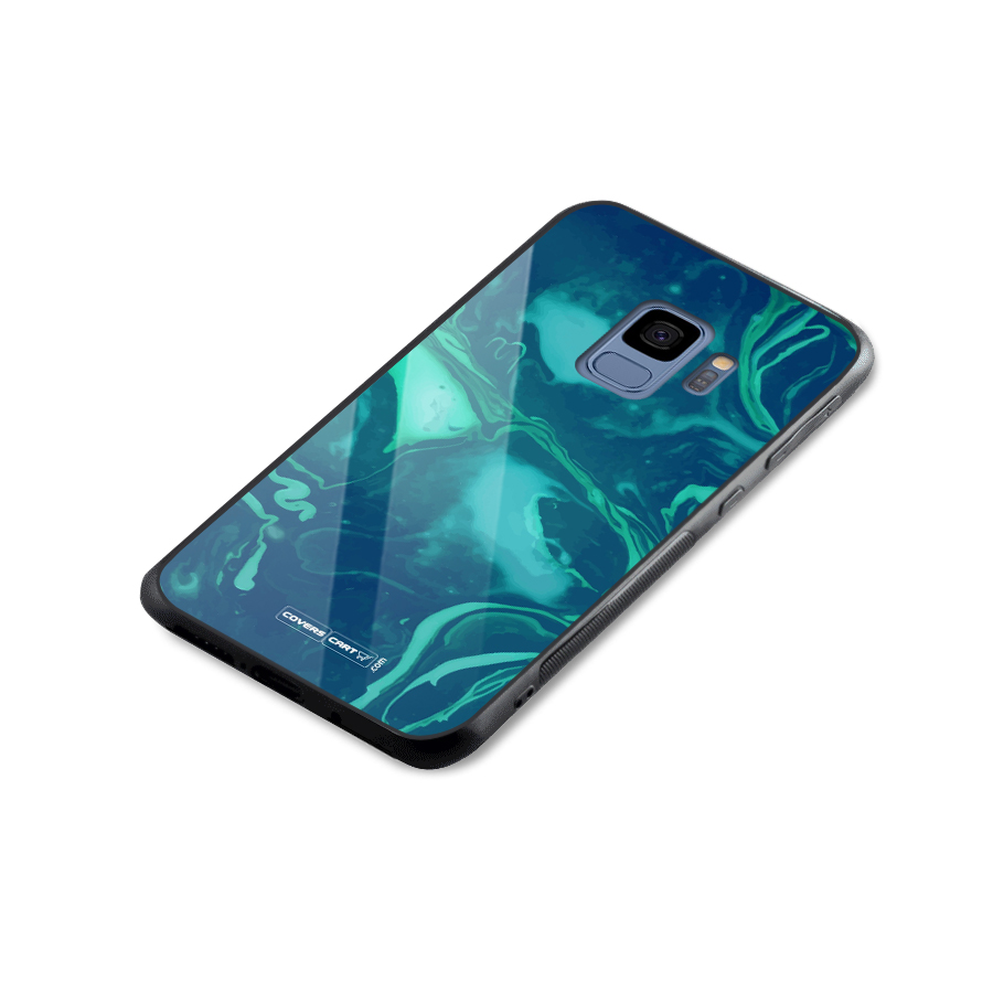 Jazzy Green Marble Texture Glass Back Case for Galaxy S9