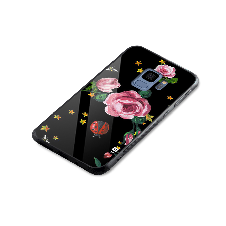 Ladybird And Floral Glass Back Case for Galaxy S9