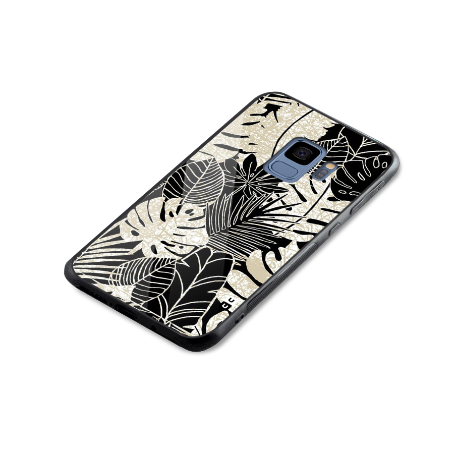 Leaf Pattern Glass Back Case for Galaxy S9