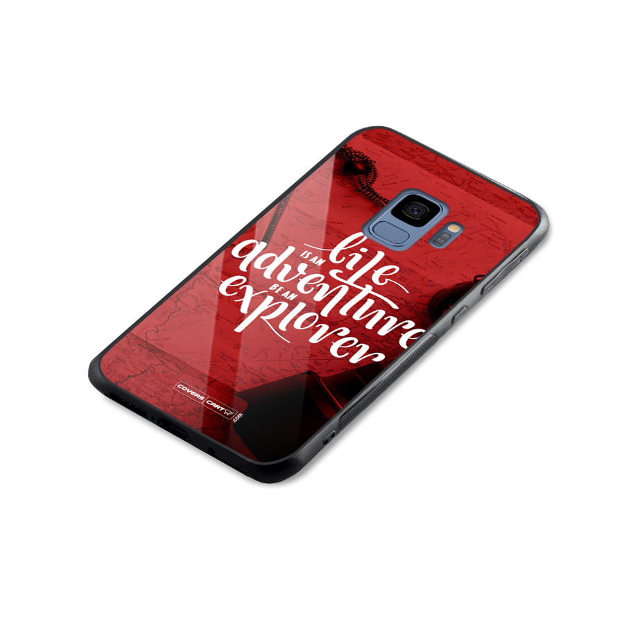Life Adventure Explorer Glass Back Case for Galaxy S9