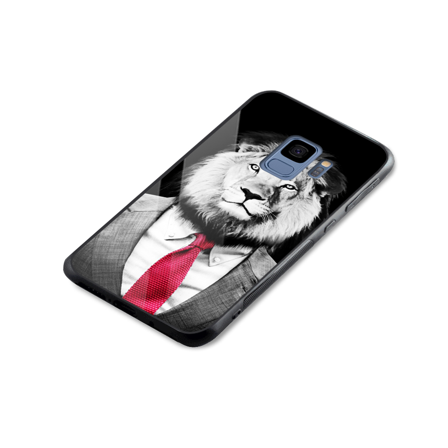 Lion with Red Tie Glass Back Case for Galaxy S9