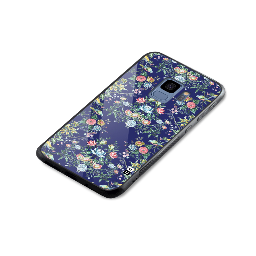 Little Flowers Pattern Glass Back Case for Galaxy S9