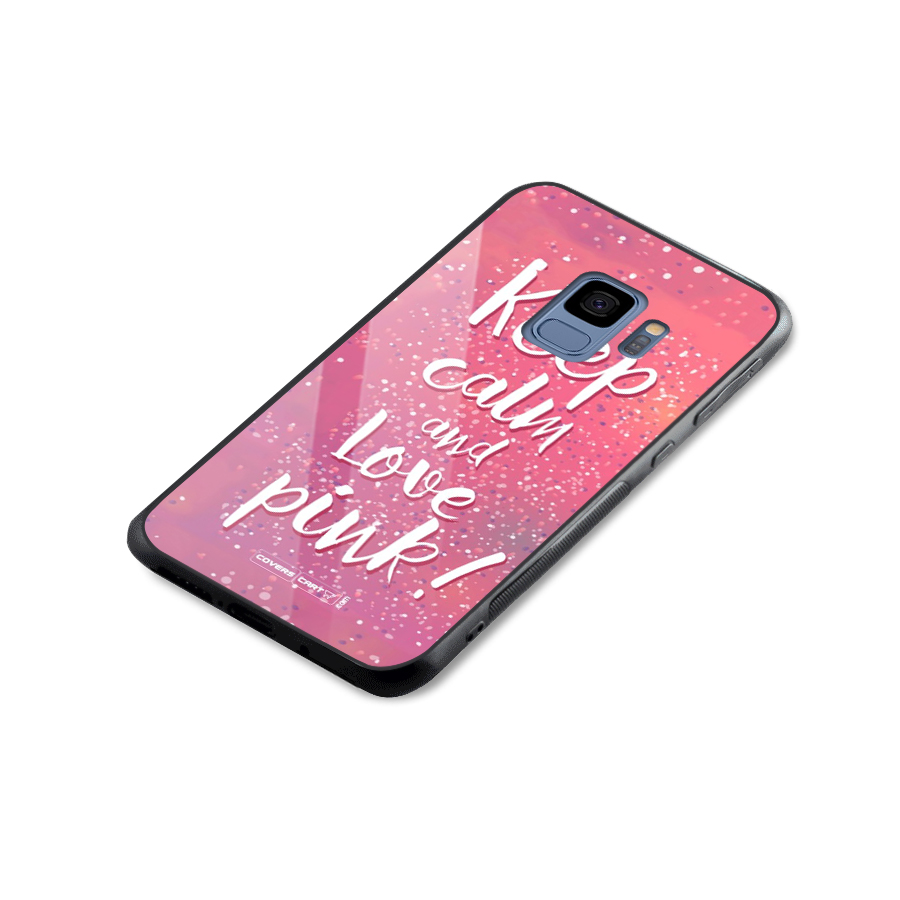 Love Pink Glass Back Case for Galaxy S9