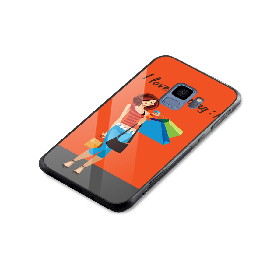 Love Shopping Classy Girl Glass Back Case for Galaxy S9