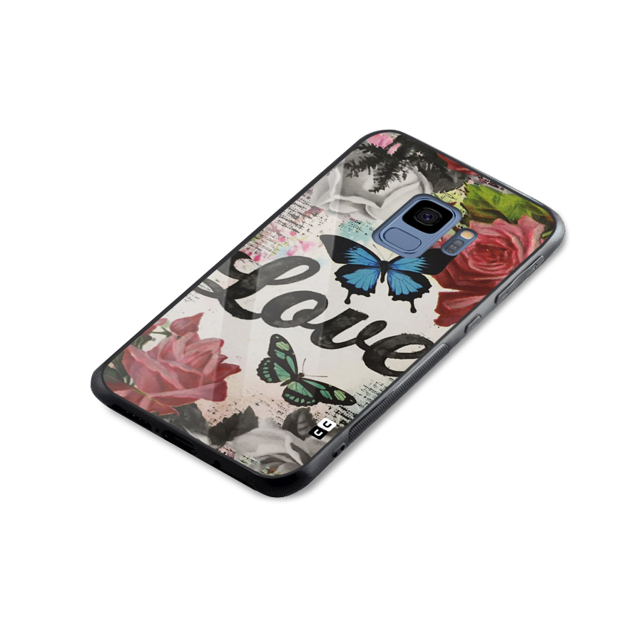 Lovely Butterfly Love Glass Back Case for Galaxy S9