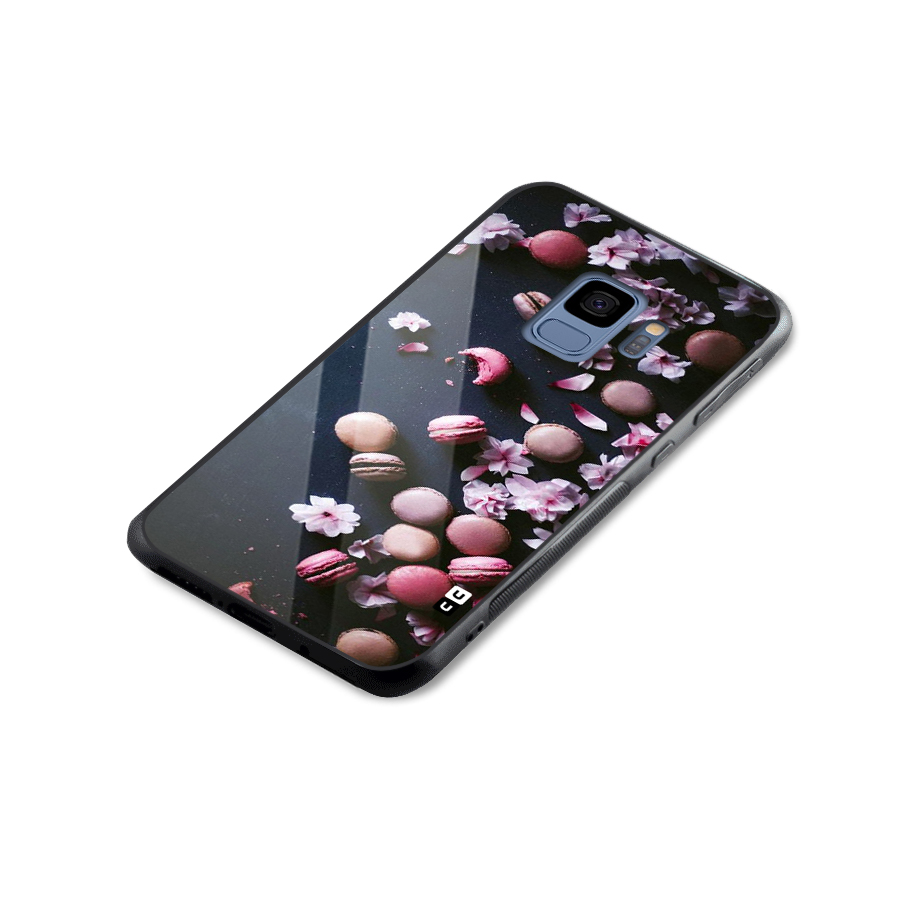 Macaroons And Cheery Blossoms Glass Back Case for Galaxy S9