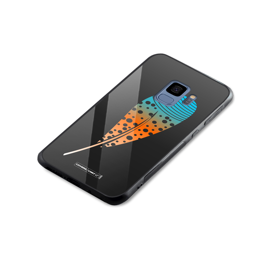 Magical Feather Glass Back Case for Galaxy S9