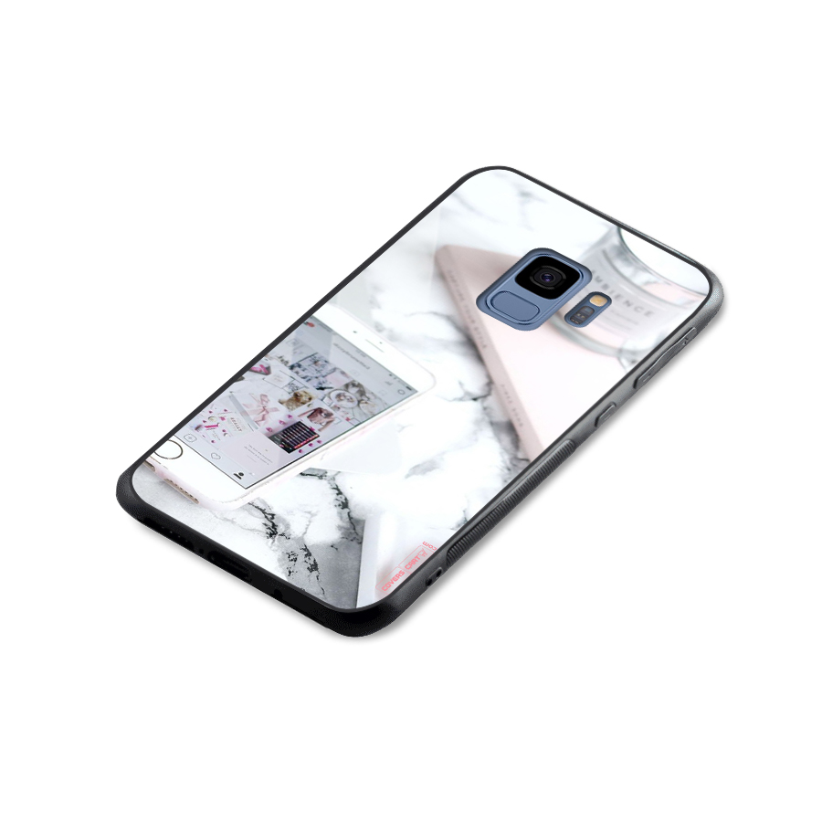 Make Up And Phone Glass Back Case for Galaxy S9