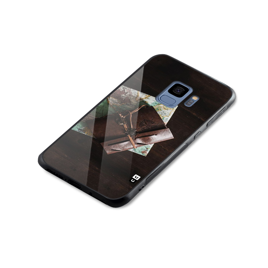 Map Journal Glass Back Case for Galaxy S9
