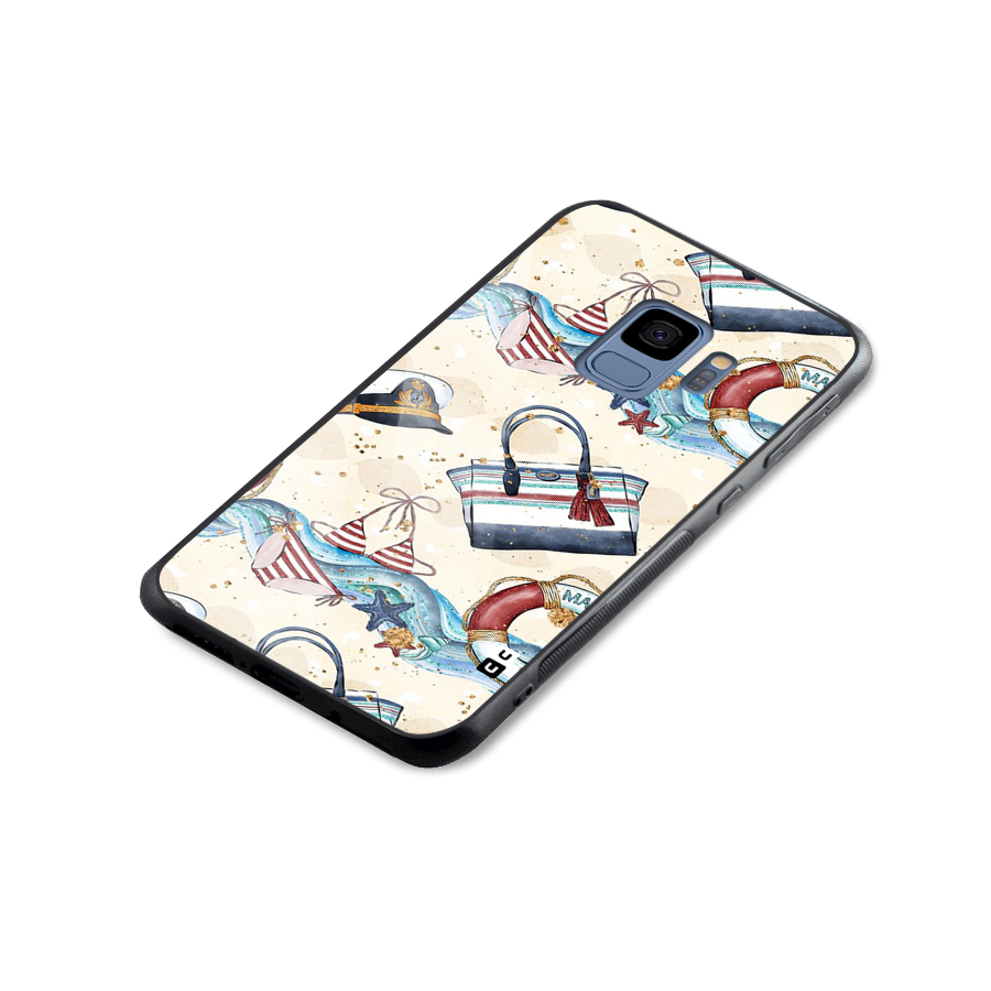 Marine Bag Design Glass Back Case for Galaxy S9
