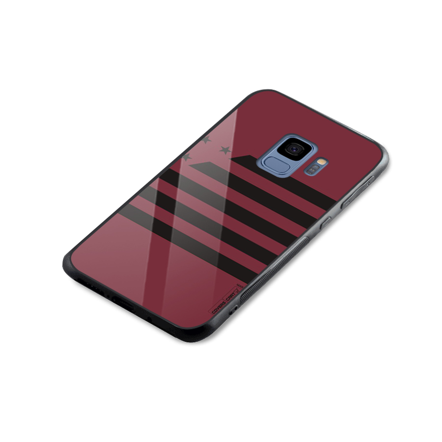 Maroon Star Striped Glass Back Case for Galaxy S9