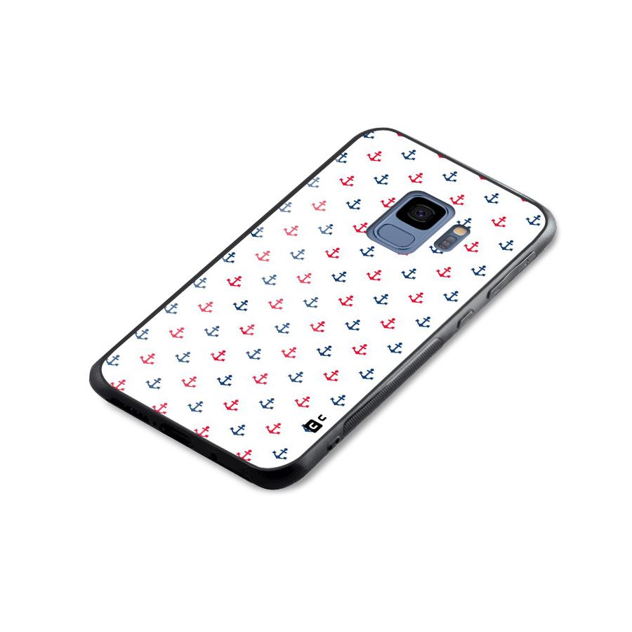 Minimal Anchor Pattern Glass Back Case for Galaxy S9