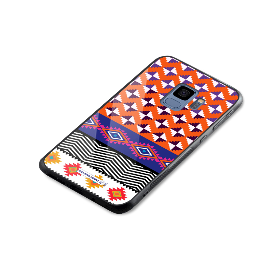 Mixed Pattern Aztec Glass Back Case for Galaxy S9