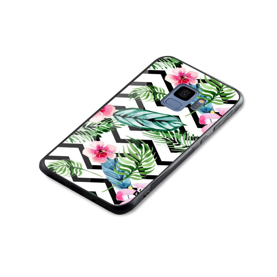 Modern Flowers Glass Back Case for Galaxy S9