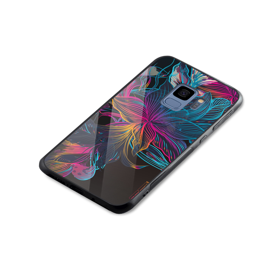 Multi-Colour Flowers Glass Back Case for Galaxy S9
